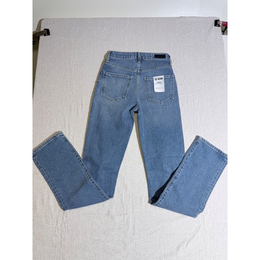 NWT Le Jean Sabine High Rise Straight Leg Distressed Jeans Medium Wash Size 24